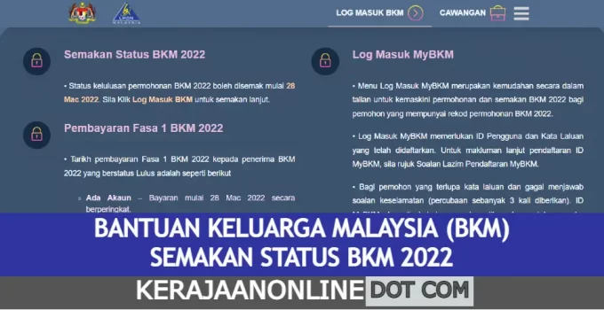 Status semakan online bkm 2022 STATUS TERKINI