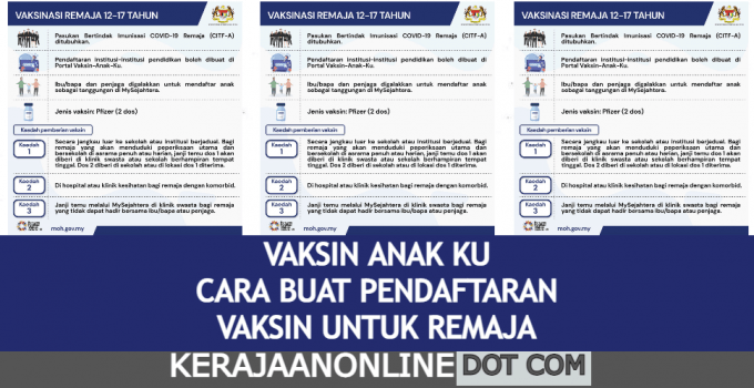 VAKSIN ANAK KU : CARA DAFTAR PEMBERIAN VAKSIN COVID 19 KANAK-KANAK & REMAJA VAKSIN ANAK KU : CARA DAFTAR PEMBERIAN VAKSIN COVID 19 KANAK-KANAK & REMAJA