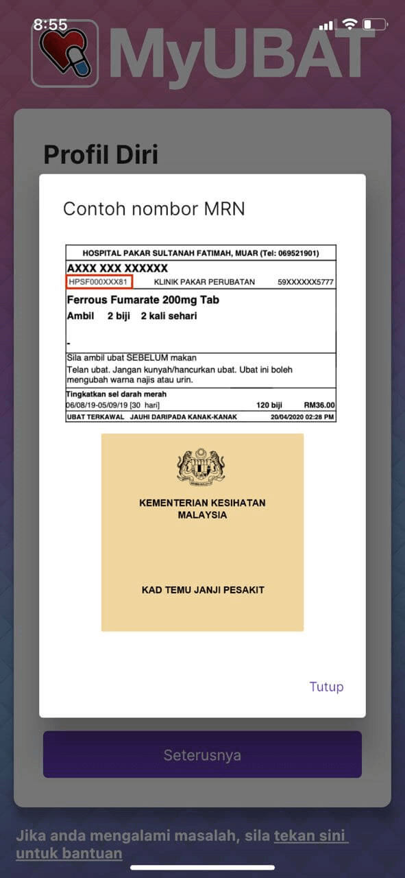 NOMBOR MRN MYUBAT
