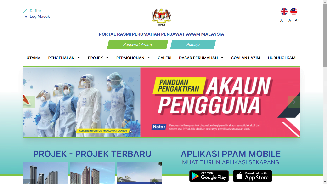 LANGKAH MOHON SEMAK STATUS PERUMAHAN PENJAWAT AWAM PPAM