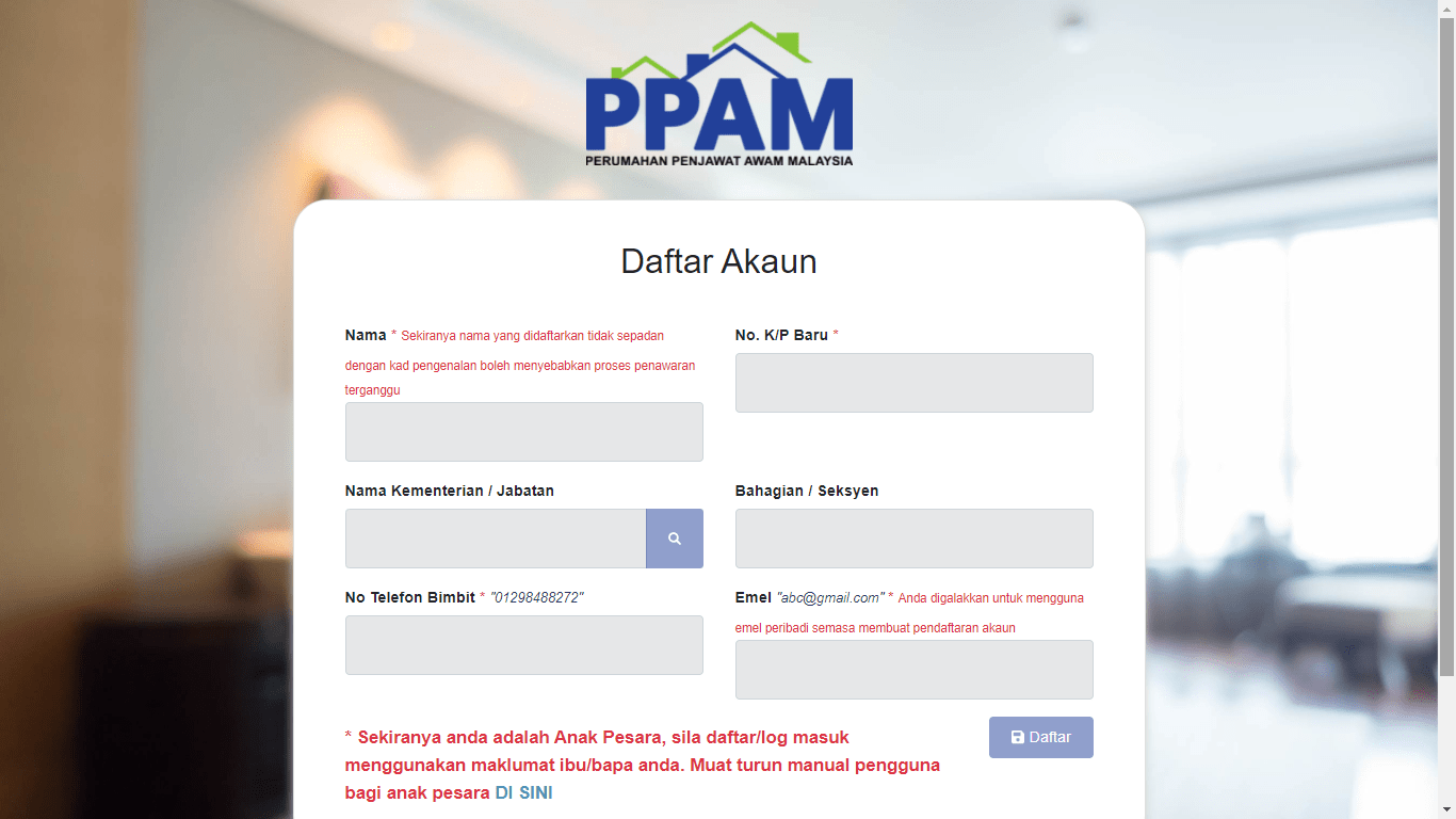LANGKAH MOHON SEMAK STATUS PERUMAHAN PENJAWAT AWAM PPAM