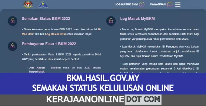 Bkm online mohon Semakan Status