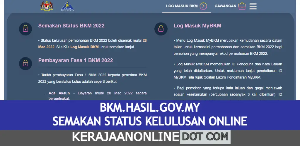 Bkm login 2022 semakan status