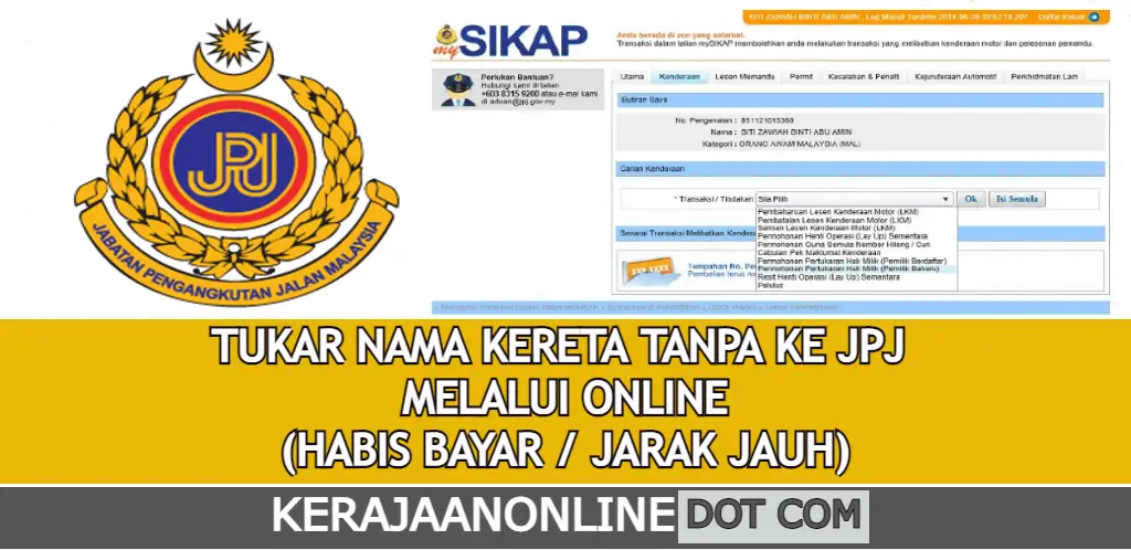 TUKAR NAMA KERETA